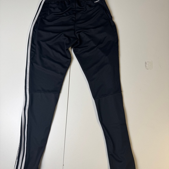 Adidas Joggers Kids XS Black White Signature Stripes Athletic Pants - Picture 3 of 4